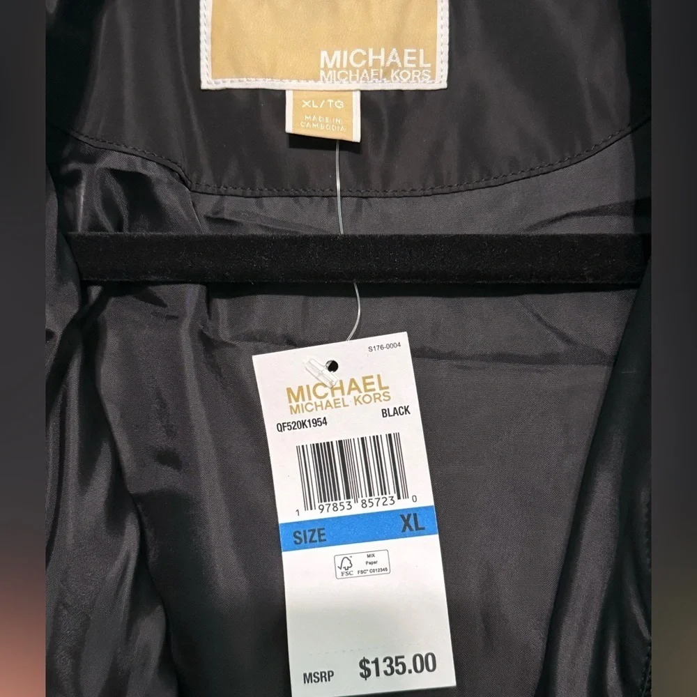 Michael Kors Black Quilted Vest with Gold Accents